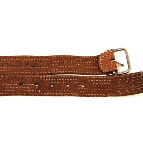 AEO BROWN GENUINE LEATHER 1.5"Wd STITCHED CASUAL WOMEN'S BELT Sz M (F93 - Picture 11 of 11